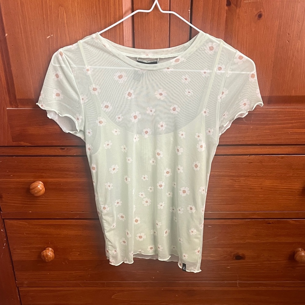 Floral Sheer Top - Light Green by Volcom NWT size XS